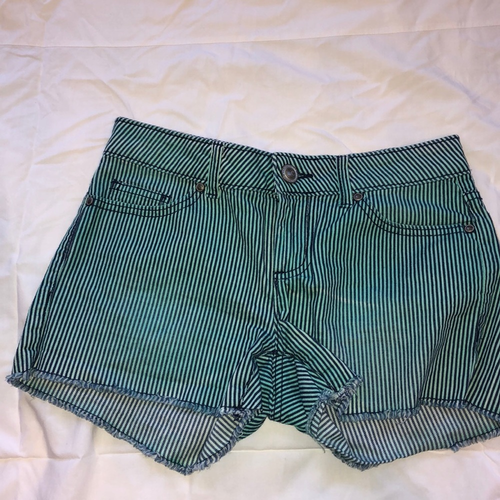LC Distressed black and turquoise shorts
